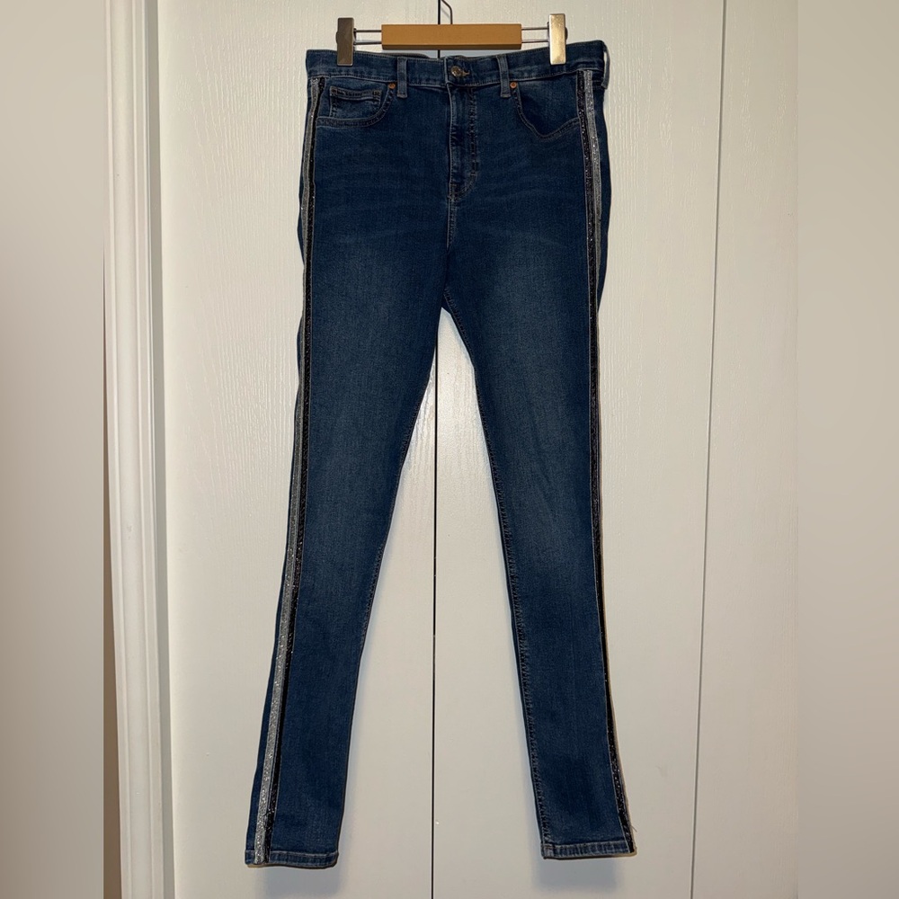 Topshop MOTO Jamie Side Stripe Skinny Jeans
